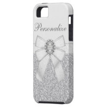 Silverglitter & diamant Bling iPhone 5 Fodral