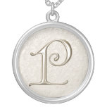 SilverMonogramhalsband - brev P