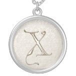 SilverMonogramhalsband - brev X