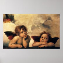 Sistine Madonna änglar vid Raphael Sanzio Print