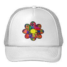 Sixtiesflower power mesh kepsar