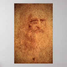 Självporträtt av Leonardo Da Vinci, renaissance Print
