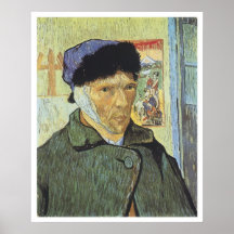 Självporträtt med förbundit gå i ax, 1889 print