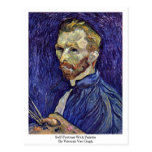 Självporträtt med paletten av Vincent Van Gogh Vykort