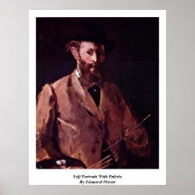 Självporträtt med paletten, vid Edouard Manet Print