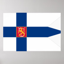Sjö- Ensign av Finland grå färgbakgrund, Finland Affisch