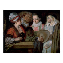 Skådespelarear från theatren Francais, c.1714-15 Vykort