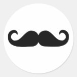 Skägg - mustasch rund klistermärke