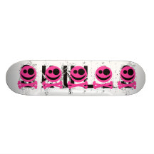 Skalle och Crossbones. Shock rosa och Black. Skate Boards
