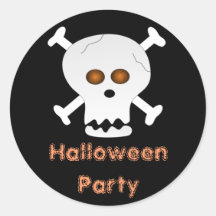 Skalle- och Crossboneshalloween festklistermärke