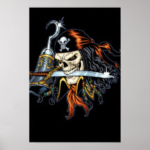 Skallepirat med svärd och kroken vid Al Rio Posters