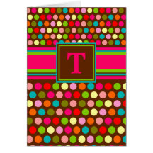 Skämtsam polka dotsMonogram Notecard Kort