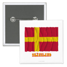 Skåneland som vinkar flagga med namn nål