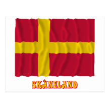 Skåneland som vinkar flagga med namn vykort