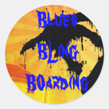 skateboard9 deppighet BLing B0arding Rund Klistermärke