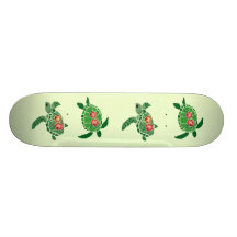 Skateboard för sköldpadda för hibiskusblommahav