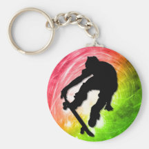 Skateboarding i en Psychedelic Cyclone Nyckelring