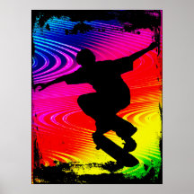 Skateboarding på regnbågeGrunge Affisch