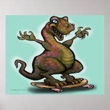 Skateboradåkare Saurus Rex Affischer