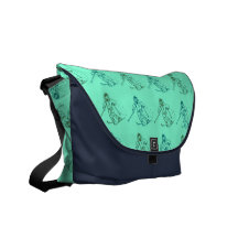 Skiermönster på pistaschgrönt messenger bag
