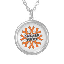 Skin Cancer Sucks Orange Ribbons Necklace
