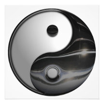 Skina metalliskt Yin och Yang symbol Fotontryck