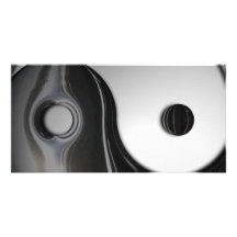 Skina metalliskt Yin och Yang symbol Fotokort