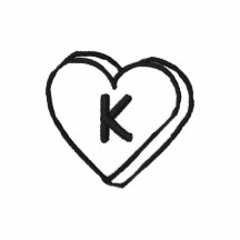 Skjorta för hjärta för brev K broderad Monogram