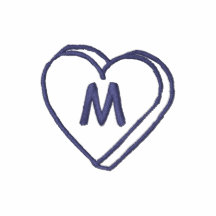 Skjorta för hjärta för brev M broderad Monogram