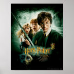 Skjuten Harry Potter Ron Hermione Dobbygrupp Affisch