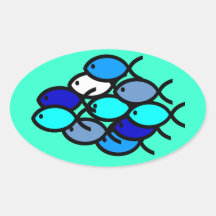 Skola av kristna fisksymboler - blått och Aqua Klistermärke