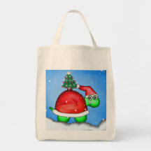 Sköldpadda hänger lös den första julgåvan tote bags