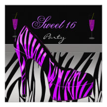 Skor sött party 16 för sweet sixteen purpurfärgad  skräddarsydda inbjudan