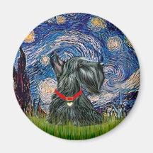 Skotsk Terrier 12c - Starry natt Kylskåpsnagnet
