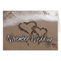 Skräddarsy bröllop för November destinationsstrand Hälsningskort