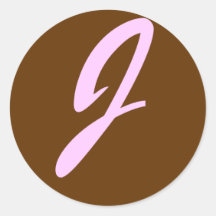 Skräddarsy INITIALA BRUNA ROSOR för j-MONOGRAM - Rund Klistermärke