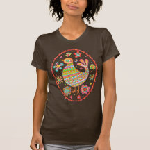 Skraj fågelskjorta för Folk konst T Shirt