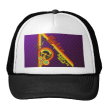 skraj vektorkonst för retro musik trucker kepsar