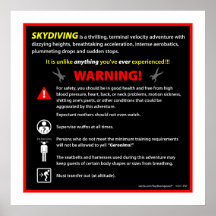 SKYDIVING-nöjesfältvarning undertecknar Print