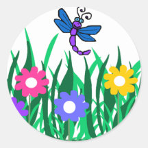 Slända med blommaklistermärkear