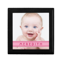 Smyckeskrin för namn för personligbabyfoto - flick