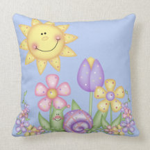 Snigel, blommor och sol kuddar