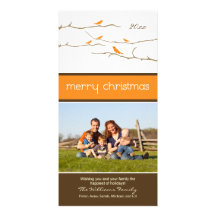 Snöfågelgod jul Photocard (orangen) Anpassade Foto Kort