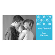 Snöflingor & snöjul Photocard (blått) Fotokort Mall