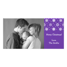 Snöflingor & snöjul Photocard (lilor) Hälsningskort Med Foto
