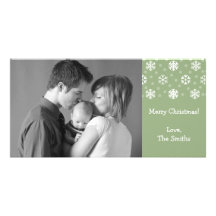 Snöflingor & snöjul Photocard (vis mangrönt) Skräddarsydda Fotokort