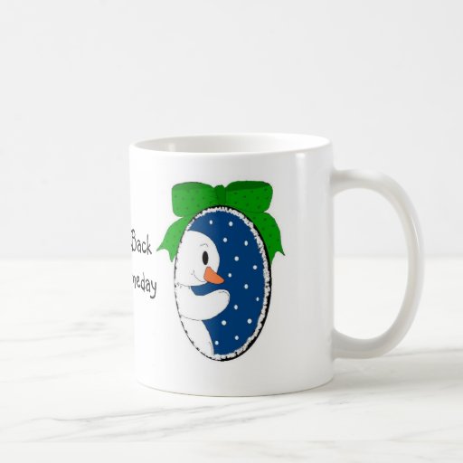 Snögubbe i fönstret kaffe kopp