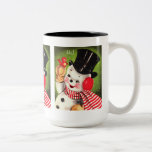 Snögubbe med fågeln kaffe kopp