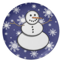 Snögubben pläterar dinner plates