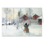 Snöig plats Carl Larsson för beställnings- julkort